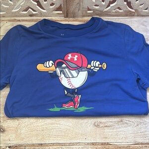 Under Armour Blue and Red Short Sleeve Tee